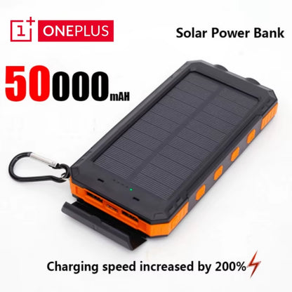 Solar Power Bank 50000Mah Large Capacity Fast Charge Charger Lanyard Compass External Battery Outdoor Backup Powerbank