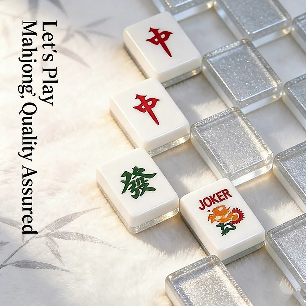 Luxury Silver Gold Acrylic Mahjong Set Smooth Hand-Rubbed 166 American Mahjong Tiles Travel Leisure Board Game for Home Famlity