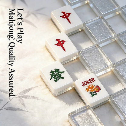 Luxury Silver Gold Acrylic Mahjong Set Smooth Hand-Rubbed 166 American Mahjong Tiles Travel Leisure Board Game for Home Famlity