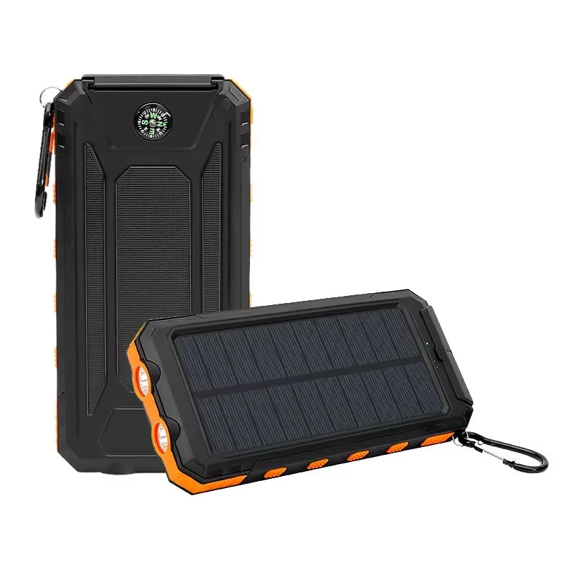 Solar Power Bank 50000Mah Large Capacity Fast Charge Charger Lanyard Compass External Battery Outdoor Backup Powerbank