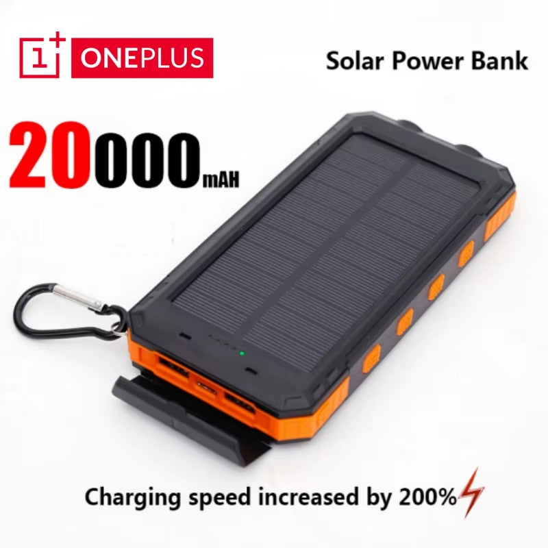 Solar Power Bank 50000Mah Large Capacity Fast Charge Charger Lanyard Compass External Battery Outdoor Backup Powerbank