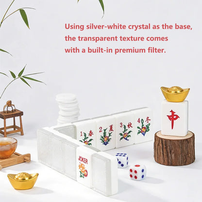 Luxury Silver Gold Acrylic Mahjong Set Smooth Hand-Rubbed 166 American Mahjong Tiles Travel Leisure Board Game for Home Famlity