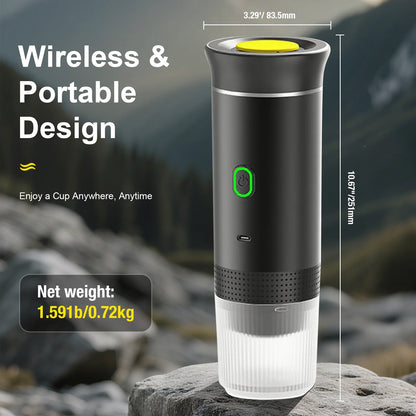 3-In-1 Portable Coffee Maker for Travel,Self-Heating Espresso Machine with USB-C,LED Display,20 Bar,Compatible with Coffee Grounds&Capsules (Ns&Dg)–Portable Espresso Maker for Car,Rv,Camping,Off